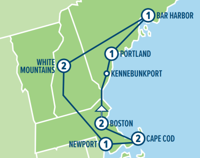 Map showing the Tour regions